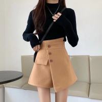 Women Skirts Solid Button Mini High Waist Designer Korean Style Trendy Party Irregular Club-wear Slim Elegant Females Autumn Hot