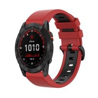 สำหรับ Garmin Fenix 7X แสงอาทิตย์26มม. ซิลิโคนกีฬาสองสีสายนาฬิกาข้อมือ (สีแดง + สีดำ) (ขายเอง)