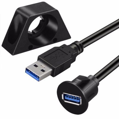 Small USB 3.0 Male to Female AUX Flush Panel Mount Extension Cable for Car Truck Boat Dashboard
