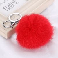 Cute Fluffy Real Rabbit Fur Ball Pompom Key Chain For Women Bunny Fur Pom Pom Keychain Female Bag Car Charm Trinket Wedding Gift