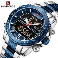 NAVIFORCE นาฬิกากีฬาดิจิตอลสำหรับผู้ชาย,นาฬิกาข้อมือเหล็กกันน้ำนาฬิกาควอตซ์นาฬิกาข้อมือผู้ชาย