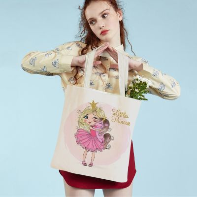 Fashion Lychee Life Ballet Girl Reusable Canvas Cloth Student Tote Handbag Lovely Cartoon Child Casual Shopping Shoulder Bag