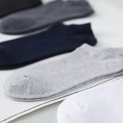 ‘；’ 5 Pairs/Lot Mens Socks Short Boat Male Casual Soft Comfy Breathable Solid Color  Business High Quality Ankle Black Gray White