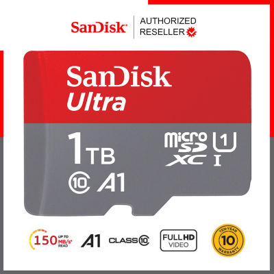 Sandisk Ultra microSD Card SDXC ความเร็วอ่าน 150MB/s ความจุ 1TB Class 10 A1 (SDSQUAC-1T00-GN6MN) รุ่นใหม่ ไม่มีอะแดปเตอร์ เมมโมรี่ การ์ด แซนดิส Memory ประกัน Synnex 10 ปี แดงเทา