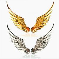 Car Stickers Metal 3D Double-sided Tape Stick 1 Pair Gold Sliver Wing Decals DIY Motorcycle Car Styling Tools Accessories