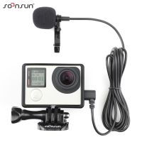 SOONSUN กรอบมาตรฐาน Mount เคสพร้อมไมโครโฟนภายนอกสำหรับ Gopro Hero 3 3 + 4เคสป้องกันพร้อมอะแดปเตอร์ไมโครโฟน