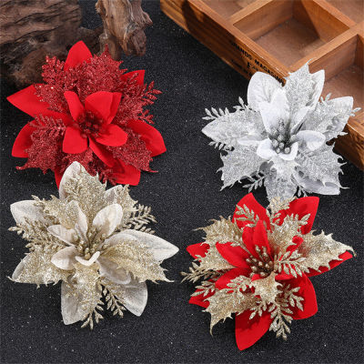 Glittery Fake Flowers For Christmas Artificial Flower Decorations For Christmas Artificial Christmas Flower Decorations Christmas Tree DIY Ornaments Fake Christmas Flowers