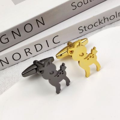Stainless Steel Men 39;s French Shirt Cufflinks Personalized Sika Deer Shaped Suit Sleeve Cufflinks Fashion Jewelry Gifts Wholesale