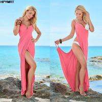 2022 New Summer Backless Sling Dress Female Solid Color long Suspender Cross Beachwear Women Beach Cover Up Dresses S-5XL