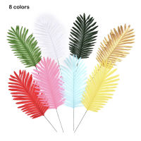 【cw】5pcsset Colorful Artificial Tropical Leaves Decoration Pink Red Yellow Fake Leaf Monstera Gold Wedding Party Home Decoration ！