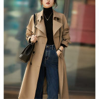 Spot parcel post Queen Trench Coat Design Early Spring Mid-Length Coat for Women 2023 Spring and Autumn Korean Style Womens Clothing Fashion Drape