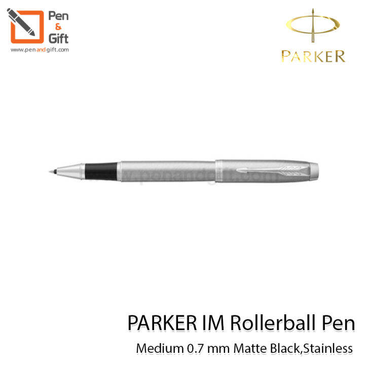 parker-im-rollerball-pen-medium-0-7-mm-matte-black-ct-stainless-ct-ปากกาโรลเลอร์บอล-ป๊ากเกอร์-ไอเอ็ม-หัว-0-7-มม-สแตนเลส-คลิปเงิน-ดำด้าน-แมท-คลิปเงิน-penandgift