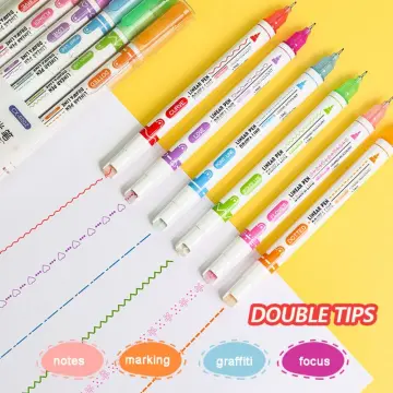 Curve Line Color Highlighter Pen Color Markers Pens Journal Supplies Fine  Point Pens Journaling Pen with Roller Pen for Scrapbooks Journaling Note  Taking Calendar Office Supplies (6 Pieces)