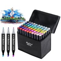 hot！【DT】 24/30/36/40/48/60/80 Colors Bursh Highlighter Set Korean Stationery Supplies