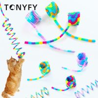 ❂ 5PCS ตุ๊กตาแมวของเล่นสปริงยืดได้ Spiral Cat Play Toy สัตว์เลี้ยงของเล่นแบบโต้ตอบ Cat Spring Toy สปริงหลากสี Cat Kitten Pet Toy