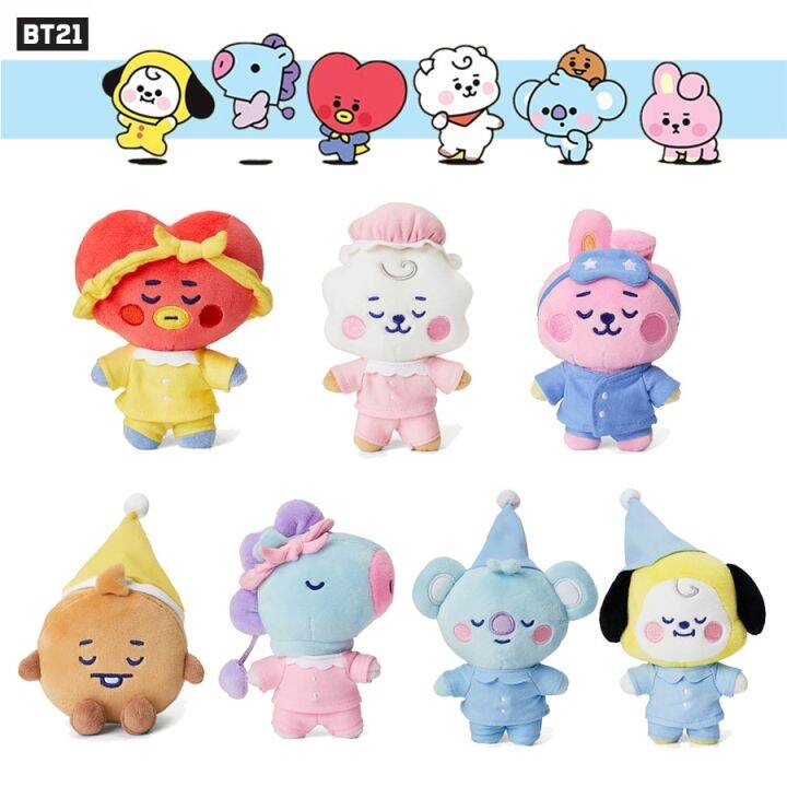 Original Bt21 Cartoon Plush Toy 15cm Bts Anime Stuffed Animals Cute 