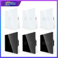 Bingoelec Wall Lamp Light Switch EU Touch Switch LED Crystal Glass Panel 1Gang2gnag AC90-250V LED Sensor Switches Interruttore