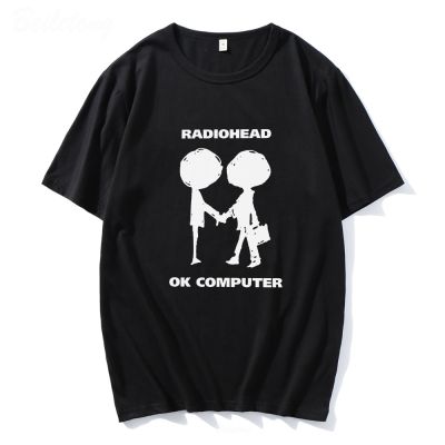 Radiohead Tshirt Computer Rock Band OK Collaboration Mens Shirt 2022 Summer 100 Cotton Music Fans Print 100% Cotton
