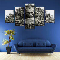 Zhangyanhui2 Death Penalty Skull Gun Decor ผ้าใบภาพ Wall Art HD พิมพ์ตกแต่งบ้าน Room Decor 5แผง5 Pieces