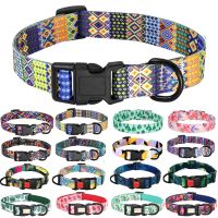 【LZ】 Nylon Print Dog Collar Floral Printed Small Dog Cat Collars Adjustable Puppy Collar for Small Medium Large Dog Chihuahua Bulldog