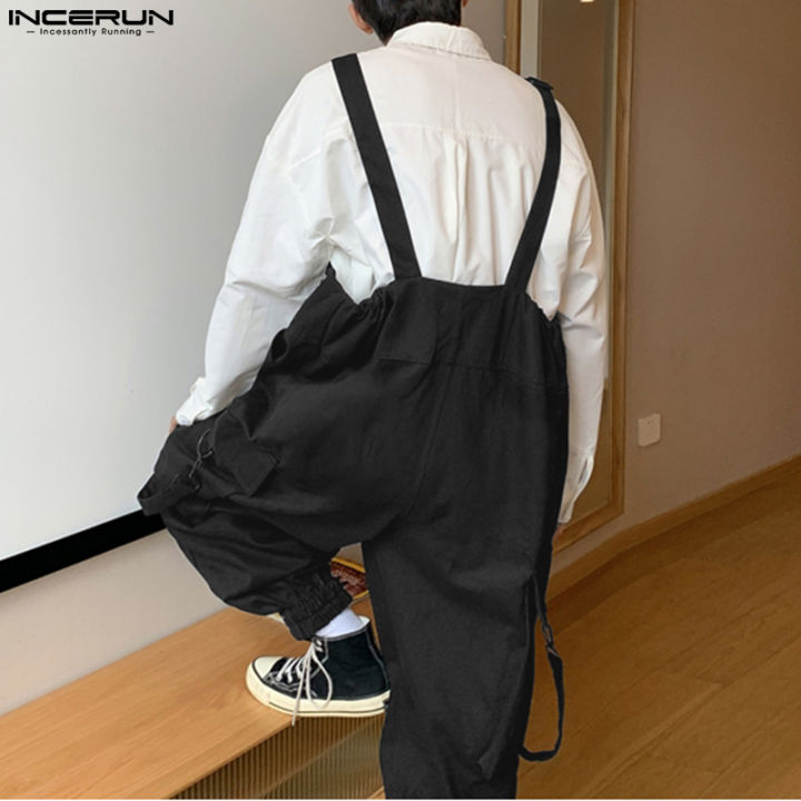medussa-incerun-ชุดเอี๊ยมกางเกงเอี๊ยมกางเกงกางเกงไฟเออร์สำหรับผู้ชาย-จั๊มสูทคาร์โก้ชุดรอมเปอร์-สไตล์เกาหลี