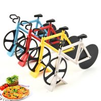 Couteau à pizza en acier inoxydable à deux roues nouveau design forme de vélo outil de coupe opaque