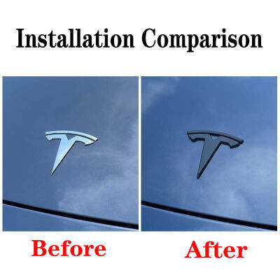 2pcs Metal Car Original Logo Replacement Sticker For Tesla Model 3 Model Y 2021 Front Back Trunk Replace Emblem Stickers