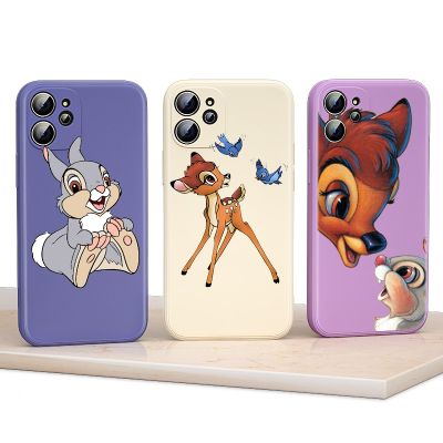 「Enjoy electronic」 Liquid Silicone Soft Cover Cute Bambi Thumper For   IPhone 13 12 Mini 11 Pro XS MAX XR X 8 7 6 SE Plus Phone Case