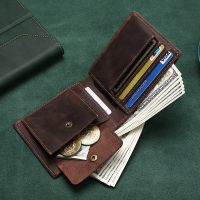ZZOOI Bussiness Genuine Leather Mens Leather Wallet with Coin Pocket Wallet Male