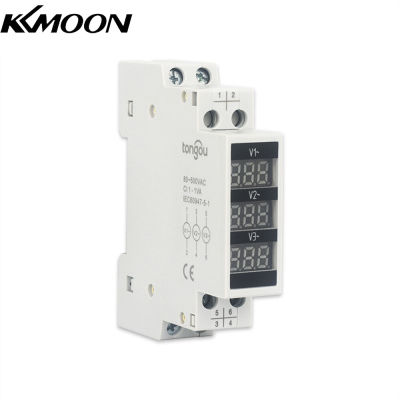 KKmoon เครื่องวัดแรงดันไฟฟ้าแบบ3เฟส35มม.,มิเตอร์วัดกระแสไฟรางติดตั้งดิน80-500โวลต์มิเตอร์แบบแยกส่วนมิเตอร์วัดกระแสไฟในบ้าน