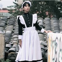 Maid Outfit Anime Long Dress Black and White Apron Dress Lolita Dresses Cafe Woman Halloween Cosplay Costume Горничная Mucama