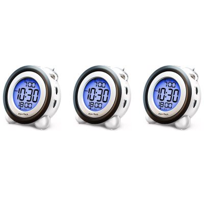 Digital Alarm Clock,Time Date Display Twin Bell Very Loud for Heavy Sleepers Dual Alarm Blue Backlight for Teens