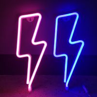 【CW】 1pc Led Lights Strips Lightning Neon Light Sign For Wall Usb/Battery Powered Bedroom Room Decor