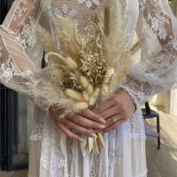❈ Boho Wedding Bridal Bridesmaid Bouquet kit Pampas Langurus Flower Groom Boutonnieres Dried Flowers Wedding Mini Bouquet Decor