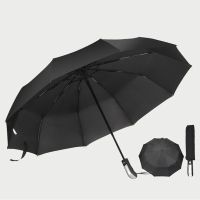 【CW】 Wind Resistant Folding Automatic Umbrella Rain Women Auto Luxury Big Windproof Umbrellas Rain For Men Black Coating Parasol