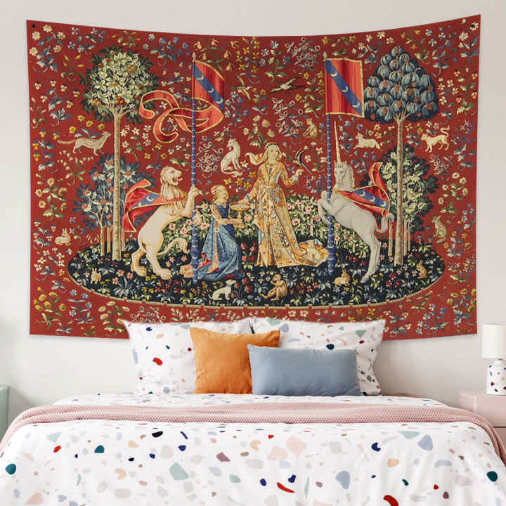 medieval-lady-and-the-unicorn-tapestry-wall-hanging-multifunction-home-decor-background-decor-bedspread-blanket-mat-covering