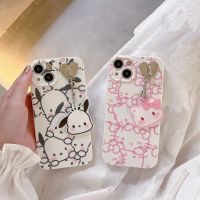 เคสโทรศัพท์ของขวัญตัวการ์ตูน Hello Kitty Pochacco น่ารักสำหรับ iPhone 14 Pro Max 14Pro 14 Plus เคสเคสกันกระแทกนิ่มสำหรับ iPhone 13 Pro Max 13 KT เคสโทรศัพท์แมวสำหรับ Apple 12 11 Hello.kitty เคสห่อหุ้ม