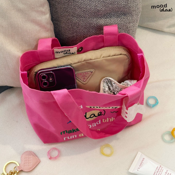 mooddae-tote-bag-กระเป๋าผ้า-กระเป๋าถือ-pretty-pink