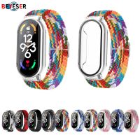 Elastic Braided Strap For Xiaomi Mi Band 7/7 NFC PC+Tempered Film Case 3 in 1 Replacement Wristband Smart Watch Sports Strap Smartwatches