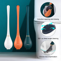 Silicone Toilet Brushes With Toilet Holder Set Wall-Mounted Long Handled Toilet Bristles Cleaning Brush Bathroom Accessories