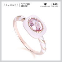 Gemondo แหวนเงินแท้ 925 ชุบโรสโกลด์ 18K ประดับพิงค์ทัวร์มาลีน (Pink Tourmaline) : แหวนพลอย พลอยชมพู ของขวัญแฟน