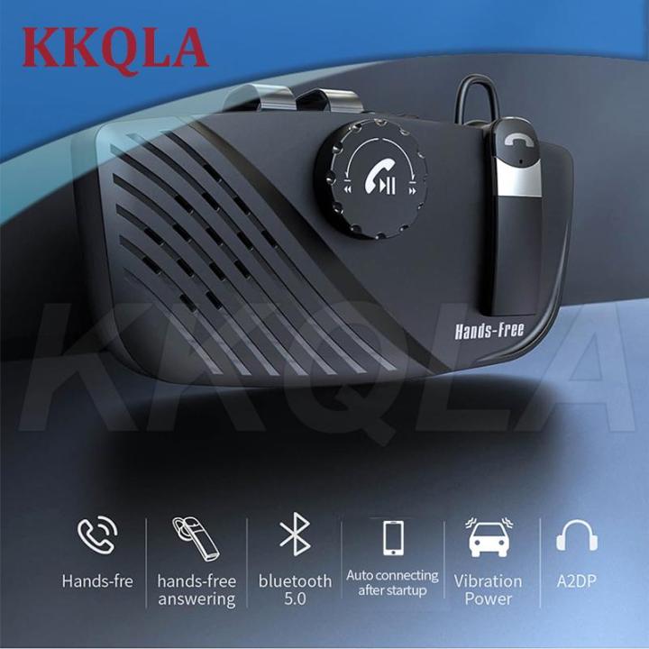 qkkqla-handsfree-speaker-audio-kit-bluetooth-compatible-5-0-receiver-earphone-phone-clip-speakerphone-wireless-car-sun-visor