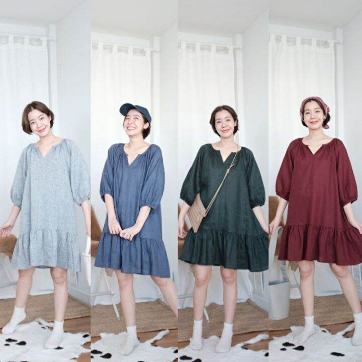 Coco linen dress เดรสผ้าลินิน Whiteoakfactory | Lazada.co.th