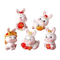 2023 Chinese New Year Decoration Resin Chinese Zodiac Year Rabbit Ornament Little Rabbit Desktop Decoration for Car Dashboard