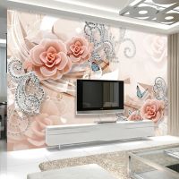 Custom Any Size Mural Wallpaper Romantic Pink 3D Flower Jewelry Wall Painting Living Room Study Backgroung Decor Creative Fresco