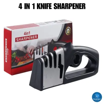 4-in-1knife sharpener, 3-Stage knife sharpeners for kitchen knives pocket tumbler  knife sharpener Heavy Duty Diamond Blade Really Works for Ceramic, Steel  Knives and Scissor sharpener 