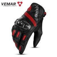 Vemar Leather Motorcycle Gloves Man Goatskin Moto Gloves Motorcyclist Summer Autumn Motorbike Gloves Carbon Fiber Protection