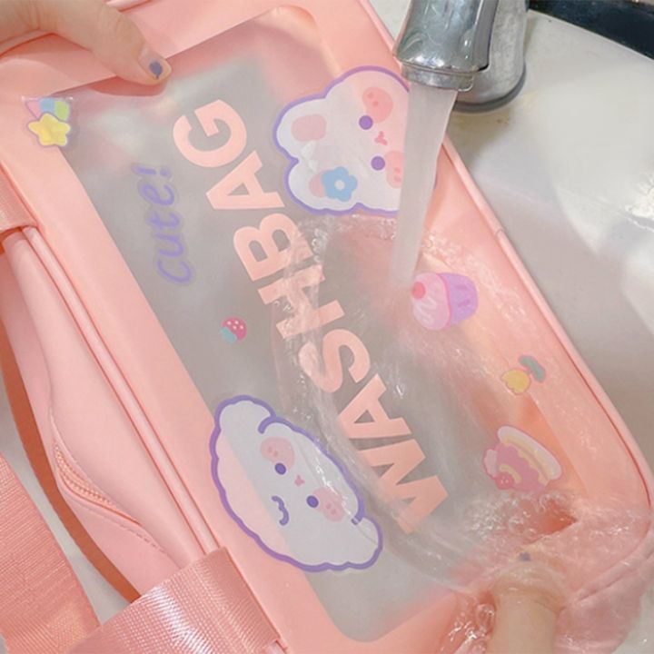 cute-bear-cosmetic-bag-plastic-double-layer-large-storage-organizer-travel-makeup-bag-portable-zip-pouch