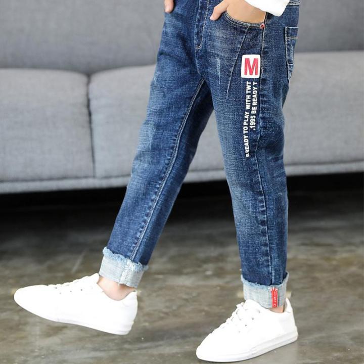 Spring Boys Jeans 2023 Cotton Blue Denim Trousers for Teenagers Solid –  ToysZoom