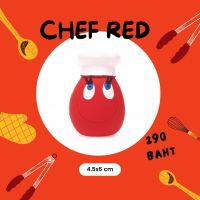 OVO Chef สีแดง ของเล่นสุนัข ลูกบอลไข่บีบมีเสียง ยางธรรมชาติ 100% เกรดเด็กทารก